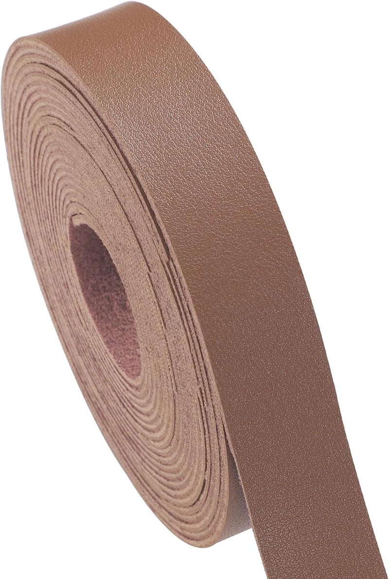 CDY Soft Faux Leather Strap: 1 Inch Wide 200 Inches Long Leather Strip 2mm for DIY Craft Projects Thick Very Suitable for Traction Ropes Bag Straps (Light Brown) - Image 3